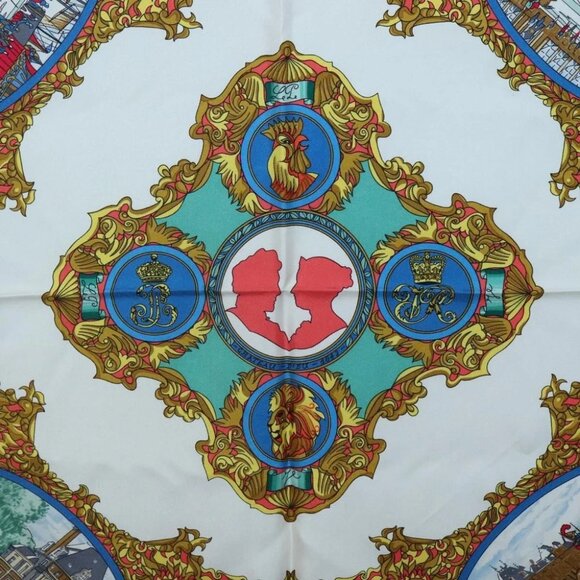 HERMES Carre 90 Scarf ""LENTENTE CORDIALE"" Silk Red White Auth - Picture 12 of 16